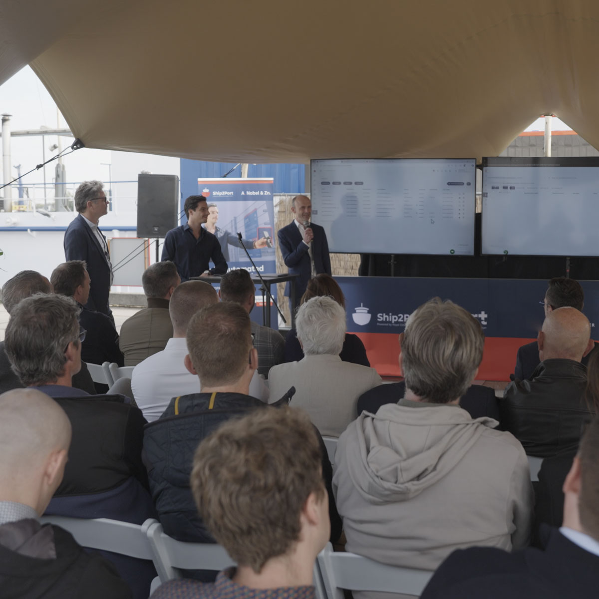 Press coverage montage at the Ship2Port launch event